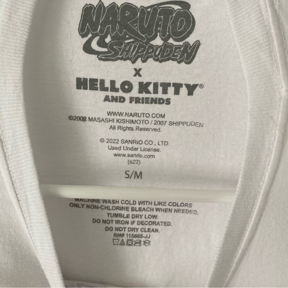 Naruto Shippuden x Hello Kitty White Mens Long Sleeve Dress shirt S/M T-shirt - Picture 4 of 4